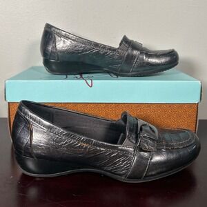 LifeStride Dione Tunderstorm Metallic Croc Buckle Loafers A2492S1900 Womens 7M